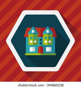 Building flat icon with long shadow,eps10