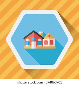 Building flat icon with long shadow,eps10
