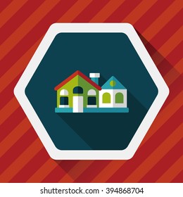 Building flat icon with long shadow,eps10