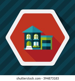 Building flat icon with long shadow,eps10
