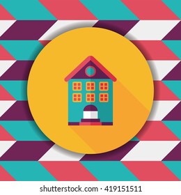 Building flat icon with long shadow,eps10