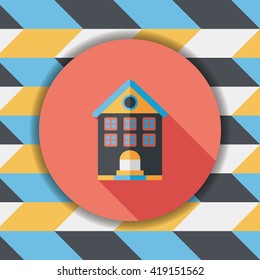Building flat icon with long shadow,eps10