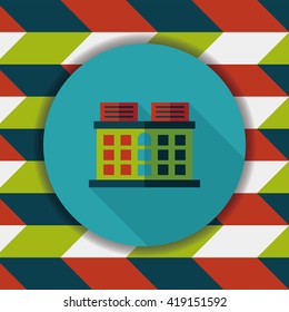 Building flat icon with long shadow,eps10