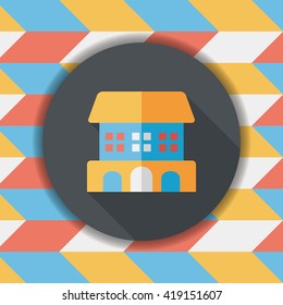 Building flat icon with long shadow,eps10