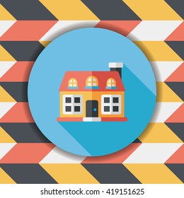 Building flat icon with long shadow,eps10