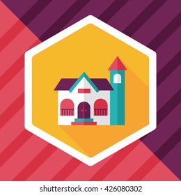 Building flat icon with long shadow,eps10