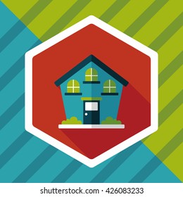 Building flat icon with long shadow,eps10