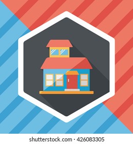Building flat icon with long shadow,eps10
