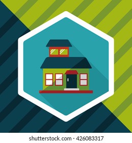 Building flat icon with long shadow,eps10
