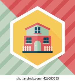 Building flat icon with long shadow,eps10