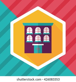 Building flat icon with long shadow,eps10