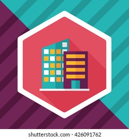Building flat icon with long shadow,eps10