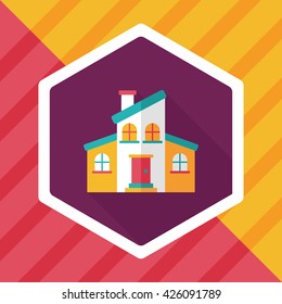 Building flat icon with long shadow,eps10