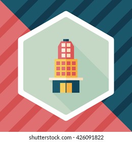 Building flat icon with long shadow,eps10