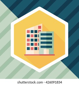 Building flat icon with long shadow,eps10