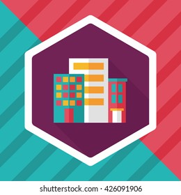 Building flat icon with long shadow,eps10