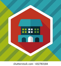 Building flat icon with long shadow,eps10