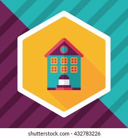 Building flat icon with long shadow,eps10