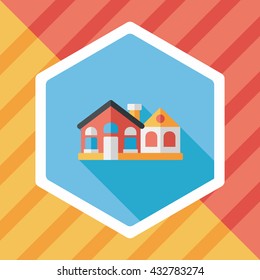 Building flat icon with long shadow,eps10