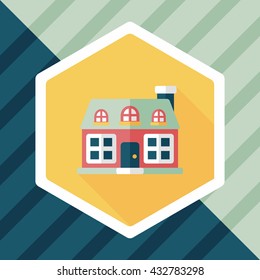 Building flat icon with long shadow,eps10