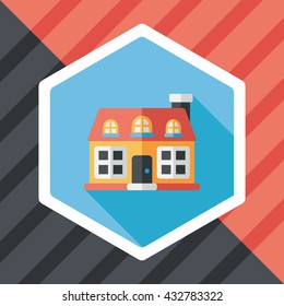 Building flat icon with long shadow,eps10