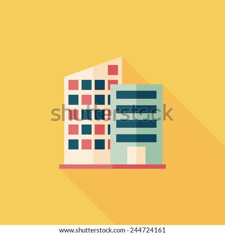 Building flat icon with long shadow,eps10