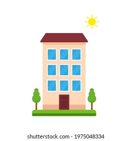 Building flat icon. Modern house and real estate symbol. Private property sign. Vector isolated on white