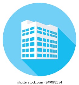  Building flat icon. Modern flat icons with long shadow effect in stylish colors. Icons for Web and Mobile Application. EPS 10.