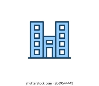 Building flat icon. Single high quality outline symbol for web design or mobile app.  House thin line signs for design logo, visit card, etc. Outline pictogram EPS10