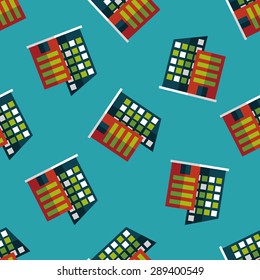 Building flat icon,eps10 seamless pattern background