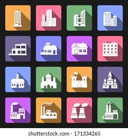 Building flat icons set