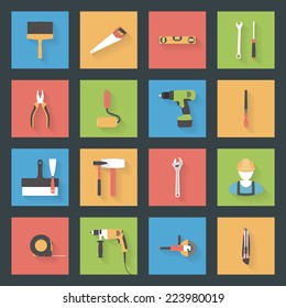 Building flat icons set