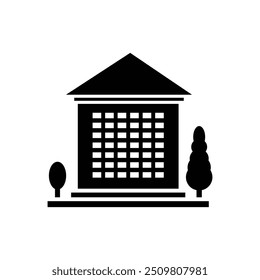 Building flat icons set. Bank, shop, office, school, hotel, church, public building icons and more signs. Flat icon collection.