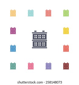 building flat icons set. Open colorful buttons 