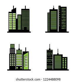 Building flat style set isolated on white background