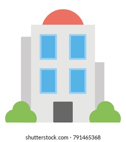 A building, flat vector icon design of a shopping mall
