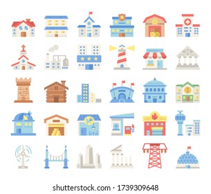 building flat vector icons construction concept