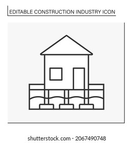  Building foundation line icon. Part of building structural system. Supports and anchors superstructure of the building. Construction industry concept. Isolated vector illustration. Editable stroke