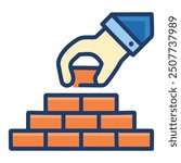 Building a foundation. A symbolic representation of constructing a solid base, signifying development, growth, and the step-by-step process of achieving goals.