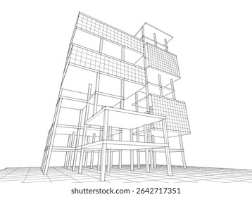 building frame concept 3d illustration