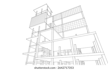 building frame concept 3d illustration