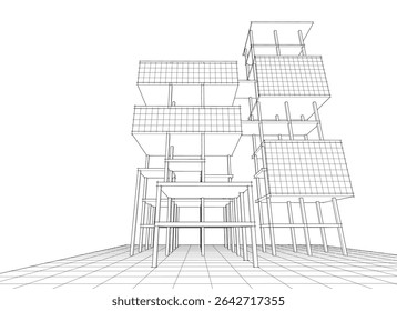 building frame concept 3d illustration