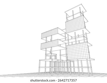 building frame concept 3d illustration