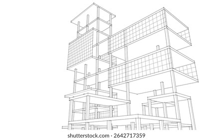 building frame concept 3d illustration