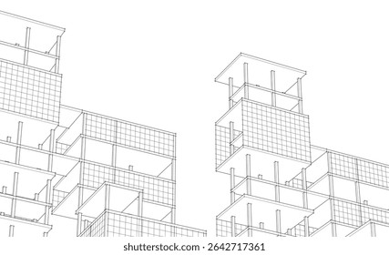 building frame concept 3d illustration