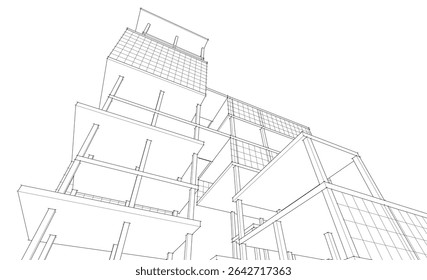 building frame concept 3d illustration