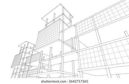 building frame concept 3d illustration