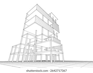 building frame concept 3d illustration