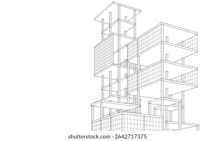 building frame concept 3d illustration