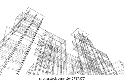building frame concept 3d illustration